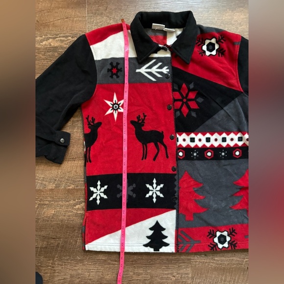 CAPACITY vintage 90s fleece holiday button down shirt jacket winter oversized S - Picture 12 of 12